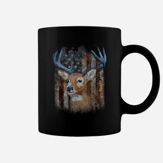 Whitetail Buck Deer Hunting American Flag Buck Hunting Coffee Mug | Crazezy CA
