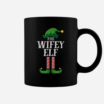 Wifey Elf Matching Group Christmas Couple Party Pajama Wife Coffee Mug | Crazezy