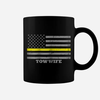 Womens Tow Wife Tow Truck Driver Flag Thin Yellow Line Coffee Mug | Crazezy