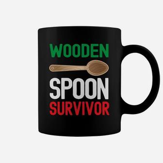 Wooden Spoon Survivor Funny Italian Mom Dad Sayings Sweatshirt Coffee Mug | Crazezy