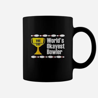 Worlds Okayest Bowler Trophy Funny Bowling Coffee Mug | Crazezy DE