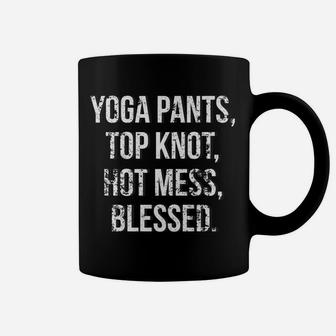 Yoga Pants Blessed Mom Mommy Distressed Vintage Coffee Mug | Crazezy