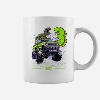 3 Awesome Since 2017 Dinosaur Monster Truck 3Rd Birthday Boy Coffee Mug | Crazezy