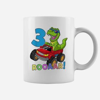 3 Years Boy Dino Shirt Monster Truck T-Rex Gift 3Rd Bday Coffee Mug | Crazezy