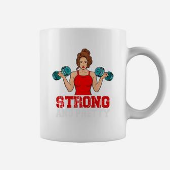 A Strong And Pretty Gymnastic Girl With Dumbbell Coffee Mug | Crazezy