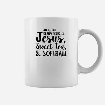 All A Girl Really Needs Is Jesus Sweet Tea Softball Coffee Mug | Crazezy