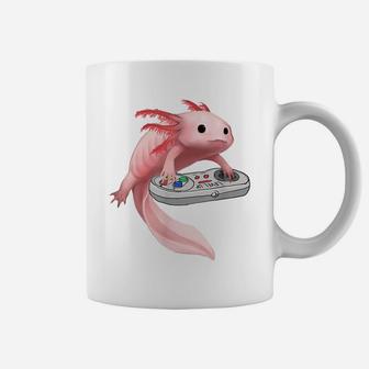 Axolotl Fish Playing Video Game White-Axolotl Lizard Gamers Coffee Mug | Crazezy CA