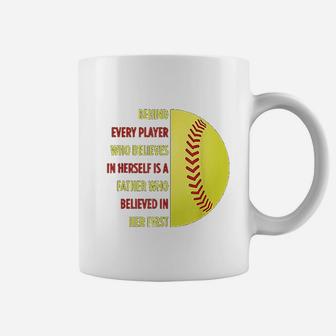 Behind Every Player Is A Father Softball Gift Dad Softball Coffee Mug | Crazezy