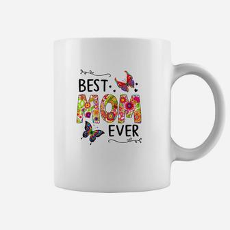 Best Mom Ever Colored Butterfly Patterns Mother's Day Gift Coffee Mug | Crazezy