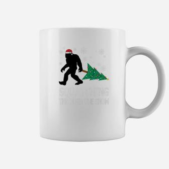 Bigfoot Santa Walking Tree Squatching Through The Snow Shirt Coffee Mug | Crazezy