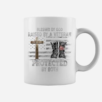 Blessed By God Raised By A Veteran Protected By Both Coffee Mug | Crazezy UK