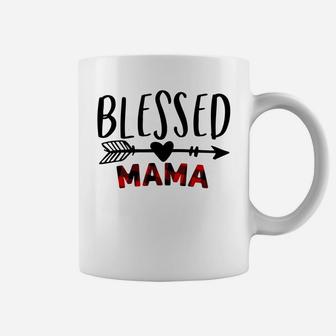 Blessed Mama Shirt - Mom Life - Red Buffalo Plaid Sweatshirt Coffee Mug | Crazezy
