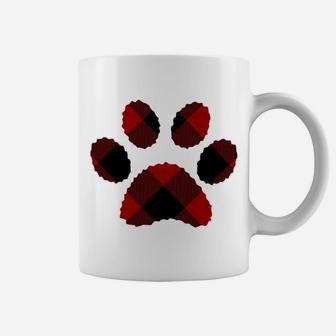 Buffalo Plaid Red Paw Print Dog Or Cat Lovers Christmas Gift Sweatshirt Coffee Mug | Crazezy