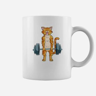 Cat Deadlift Powerlifting Gym Lifting Weights Tee Coffee Mug | Crazezy UK