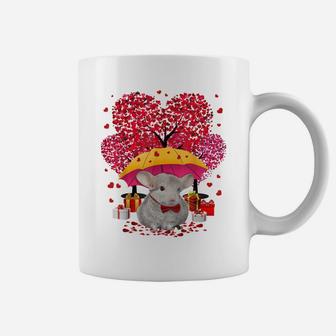 Chinchilla Valentines Day Three Tree And Raining Hearts Gift Coffee Mug | Crazezy