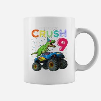 Dinosaur T-Rex Monster Truck 9Th Birthday 9 Yrs Old Bday Coffee Mug | Crazezy