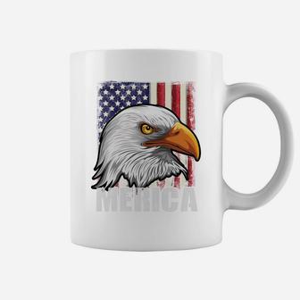 Distressed Bald Merica Eagle Sweatshirt Patriotic Eagle Flag Coffee Mug | Crazezy