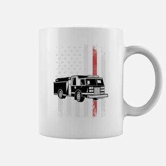 Firefighter American Thin Red Line Fire Truck Gift Coffee Mug | Crazezy