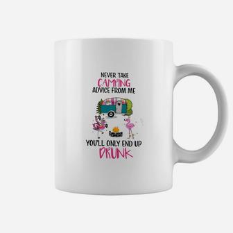 Flamingo Never Take Camping Advice From Me Coffee Mug | Crazezy