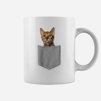 Funny Bengal Cat In Pocket Cute Kitty Lover Gifts Coffee Mug | Crazezy