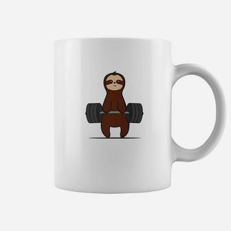 Funny Sloth Workout Gym Deadlift Powerlifting Coffee Mug | Crazezy