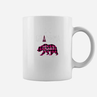 Grandma Bear Buffalo Plaid Pink Family Xmas Camping Coffee Mug | Crazezy