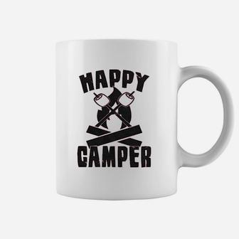 Happy Camper Funny Camping Hiking Cool Vintage Graphic Retro Coffee Mug | Crazezy