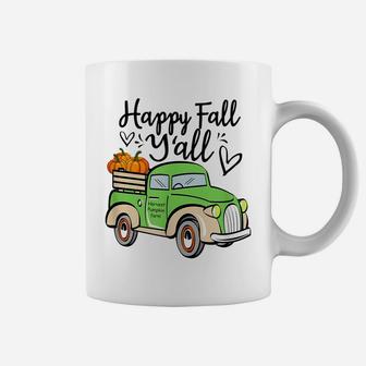 Happy Fall Y'all Pumpkin Truck Fall Harvest Vintage Truck Coffee Mug | Crazezy