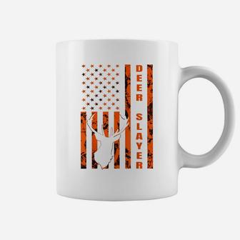 Hunter Orange Camo American Flag Deer Slayer Hunting Lover Coffee Mug | Crazezy