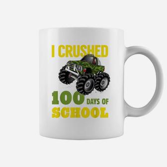 I Crushed 100 Days Of School Funny Monster Truck Tshirt Coffee Mug | Crazezy UK