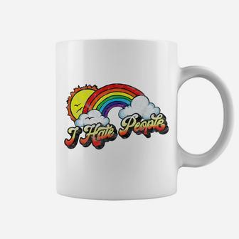 I Hate People Funny Antisocial Distressed Vintage Rainbow Coffee Mug | Crazezy