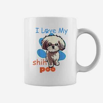 I Love My Shih Poo Shirt Best Dog Lover Paw Print Christmas Coffee Mug | Crazezy