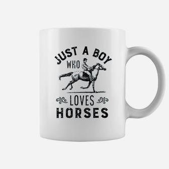 Just A Boy Who Loves Horses Horse Rider Riding Racing Gift Coffee Mug | Crazezy