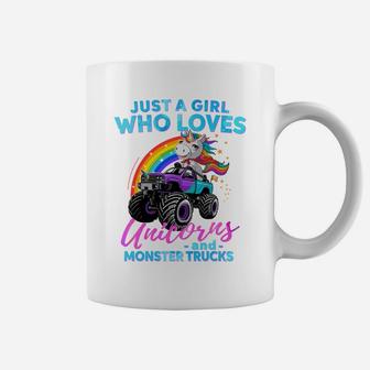 Just A Girl Who Loves Unicorns And Monster Trucks Girls Kids Sweatshirt Coffee Mug | Crazezy