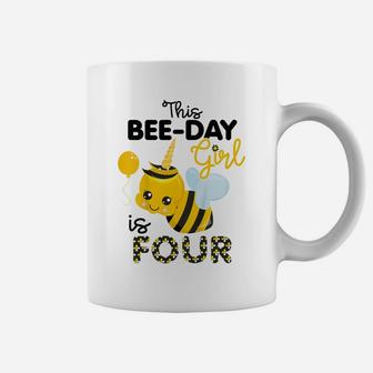 Kids 4Th Birthday Girl Bee Themed 4 Year Old Bday Matching Party Coffee Mug | Crazezy