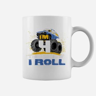 Kids I'm 4 Years Old This Is How I Roll Monster Trucks Coffee Mug | Crazezy