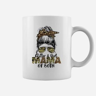 Leopard Glitter Dirt Mom Mama Of Both Camouflage Mothers Day Coffee Mug | Crazezy UK