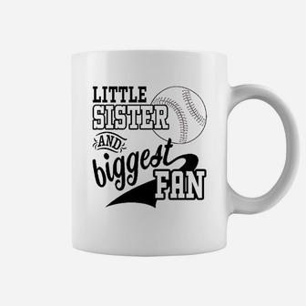 Little Sister And Biggest Fan Baseball Family Coffee Mug | Crazezy