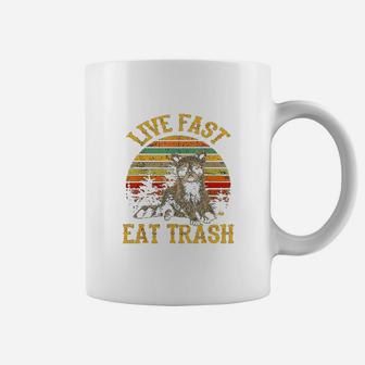 Live Fast Eat Trash Funny Raccoon Camping Vintage Coffee Mug | Crazezy