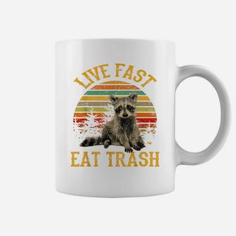 Live Fast Eat Trash Funny Raccoon Camping Vintage Coffee Mug | Crazezy