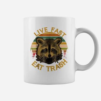 Live Fast Eat Trash Funny Raccoon Camping Vintage Shirt Coffee Mug | Crazezy