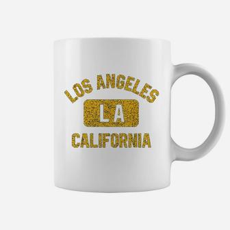 Los Angeles La California Gym Style Distressed Amber Coffee Mug | Crazezy UK