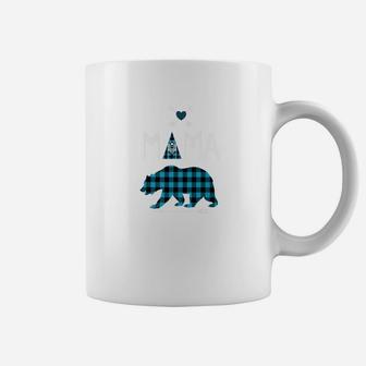 Mama Bear Buffalo Plaid Blue Family Christmas Camping Coffee Mug | Crazezy