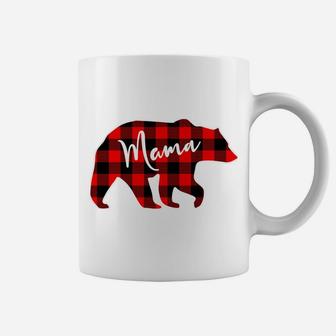 Mama Bear Red Plaid Matching Family Christmas Sweatshirt Coffee Mug | Crazezy