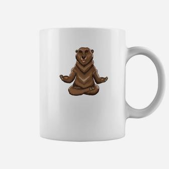 Meditating Bear Yoga Funny Animal Yogi Namaste Tee Coffee Mug | Crazezy