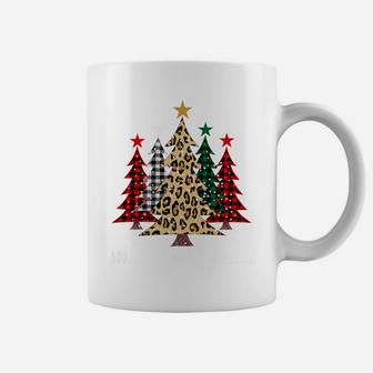 Merry Christmas Trees With Buffalo Plaid & Leopard Design Sweatshirt Coffee Mug | Crazezy