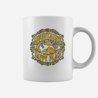 Mountains Are My Happy Place Cool Vintage Hiking Camping Coffee Mug | Crazezy DE