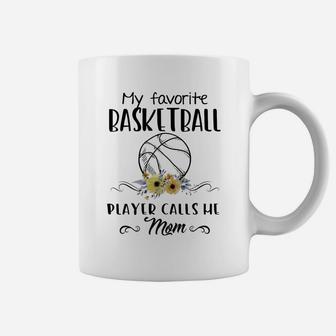 My Favorite Basketball Player Calls Me Mom Mother Basketball Coffee Mug | Crazezy