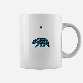 Papa Bear Buffalo Plaid Blue Family Christmas Camping Coffee Mug | Crazezy DE