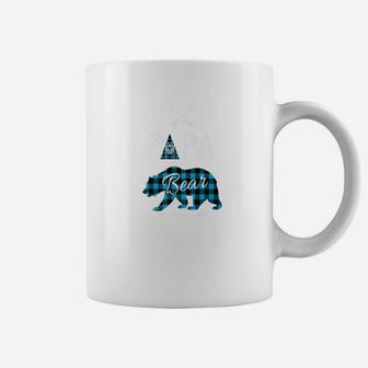 Papa Bear Shirt Buffalo Plaid Blue Family Xmas Camping Coffee Mug | Crazezy DE